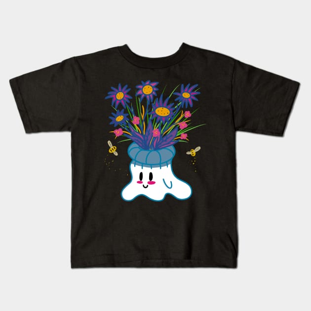 Little Ghost Garden Kids T-Shirt by nathalieaynie